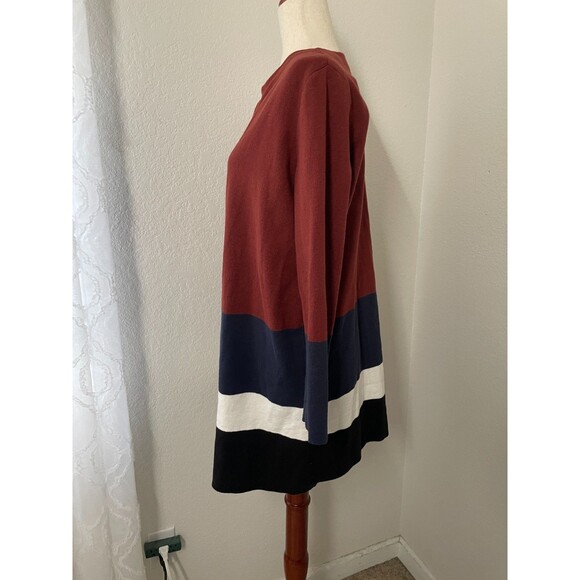 Ann Taylor Women’s Colorblock Open Front Cardigan Sweater Size M Rust Navy Black - Picture 3 of 7